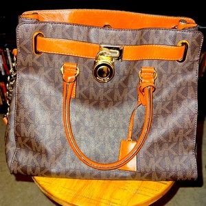 Michael kors large brown and tan Hamilton satchel